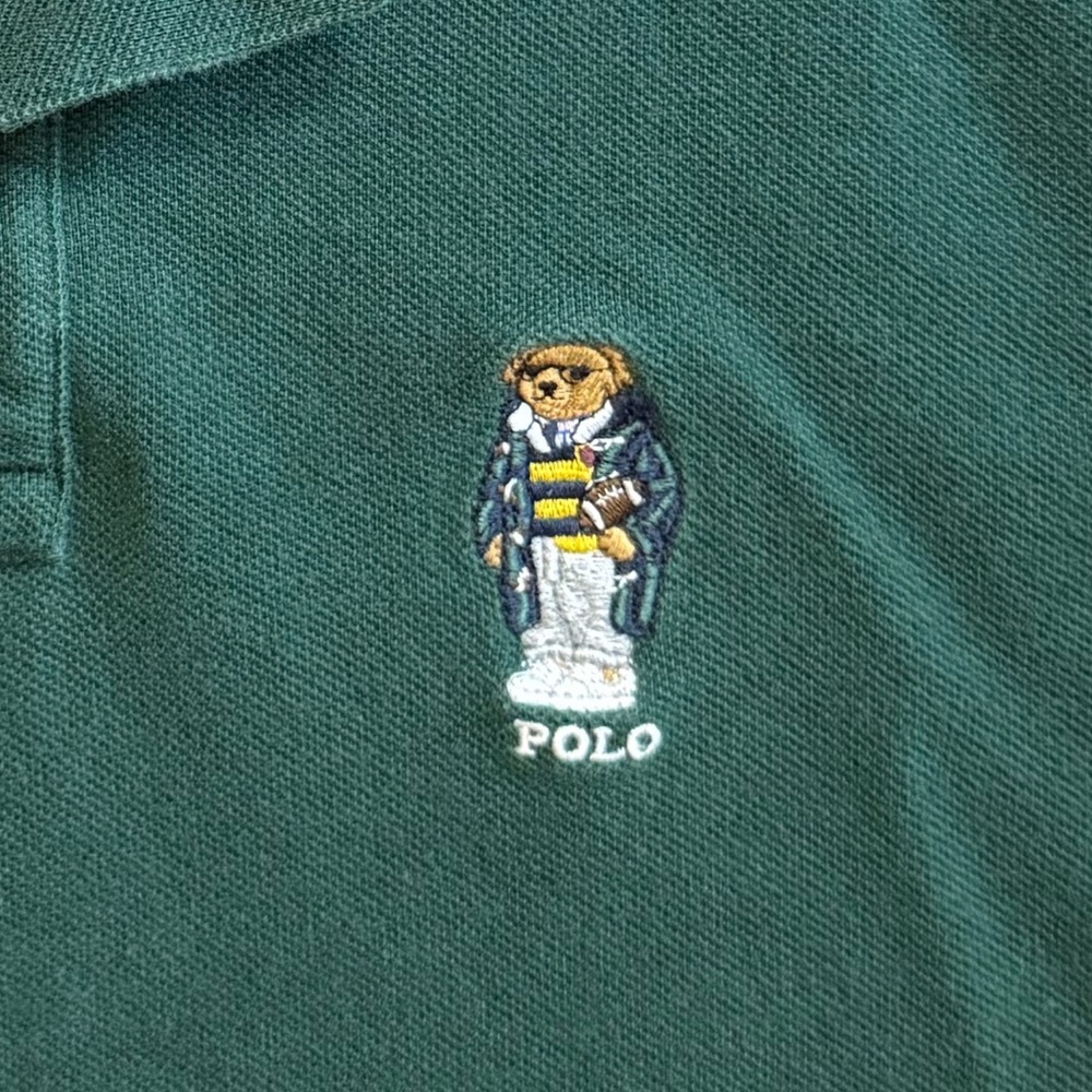 Polo by Ralph Lauren Forest Green Polo Shirt with Bear Embroidery - Picture 7 of 7